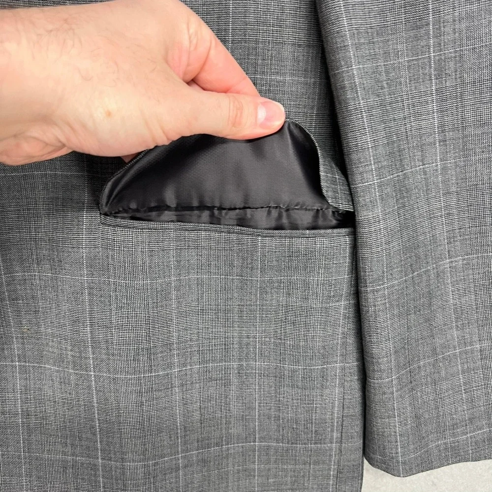 Lauren Ralph Lauren Mens 50R Grey Glen Plaid 100% Wool 2 Button Jacket Blazer